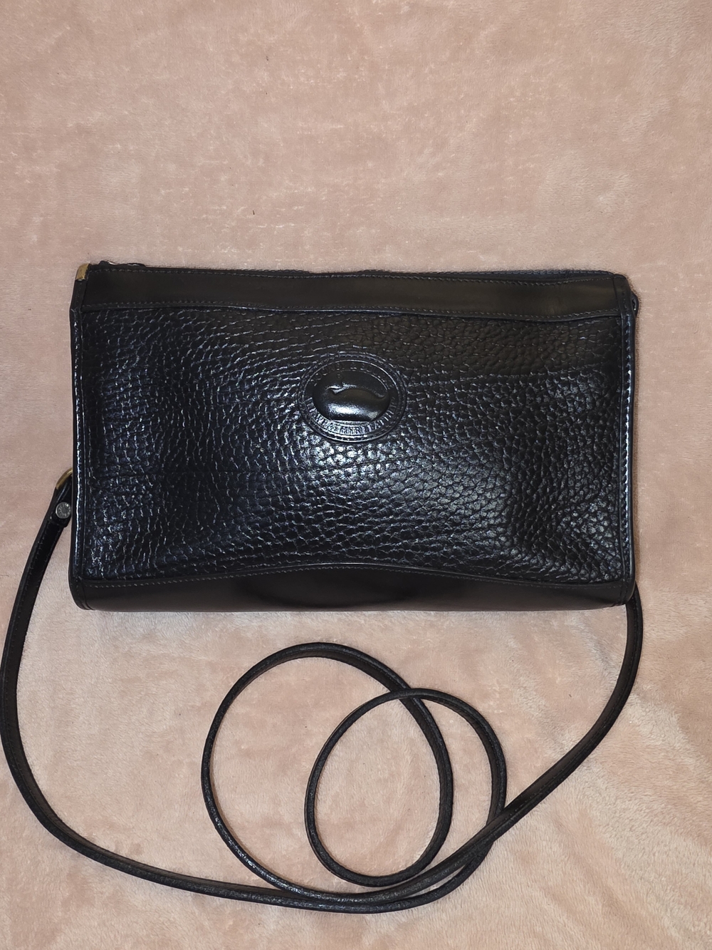 Vintage Dooney & Bourke Black Pebbled Leather Crossbody